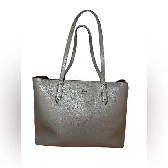 Ladies Polished Pebbled Leather Central Tote Bag - 69424 - Picture 1 of 11